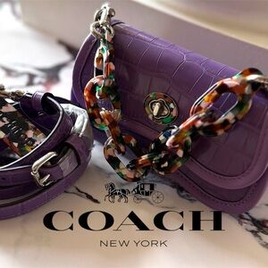 NWOT Coach Mini Wavy Dinky Bag In Crinkle Patent Coachtopia Leather